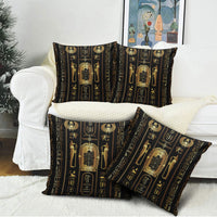 Egypt Cartouche Pillow Cover Gold Pharaoh Hieroglyphics Patterns