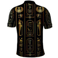 Egypt Cartouche Polo Shirt Gold Pharaoh Hieroglyphics Patterns