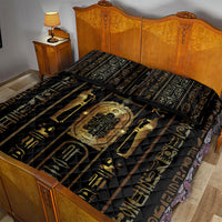 Egypt Cartouche Quilt Bed Set Gold Pharaoh Hieroglyphics Patterns