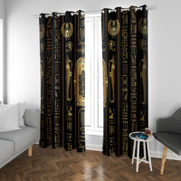 Egypt Cartouche Window Curtain Gold Pharaoh Hieroglyphics Patterns