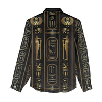 Egypt Cartouche Women Casual Shirt Gold Pharaoh Hieroglyphics Patterns