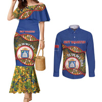 Personalized Sint Maarten Is In My DNA Couples Matching Mermaid Dress and Long Sleeve Button Shirt - Wonder Print Shop