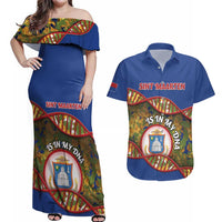 Personalized Sint Maarten Is In My DNA Couples Matching Off Shoulder Maxi Dress and Hawaiian Shirt - Wonder Print Shop