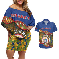 Personalized Sint Maarten Is In My DNA Couples Matching Off Shoulder Short Dress and Hawaiian Shirt - Wonder Print Shop