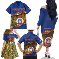 Personalized Sint Maarten Is In My DNA Family Matching Off The Shoulder Long Sleeve Dress and Hawaiian Shirt - Wonder Print Shop