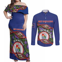 Personalized Sint Eustatius Is In My DNA Couples Matching Off Shoulder Maxi Dress and Long Sleeve Button Shirt - Wonder Print Shop