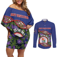 Personalized Sint Eustatius Is In My DNA Couples Matching Off Shoulder Short Dress and Long Sleeve Button Shirt - Wonder Print Shop