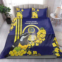 United States Virgin Islands Bedding Set Bananaquit Bird With Yellow Sage Flowers - Wonder Print Shop