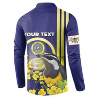 Personalized United States Virgin Islands Button Sweatshirt Bananaquit Bird With Yellow Sage Flowers - Wonder Print Shop