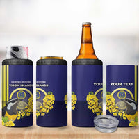 Personalized United States Virgin Islands 4 in 1 Can Cooler Tumbler Bananaquit Bird With Yellow Sage Flowers - Wonder Print Shop