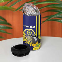 Personalized United States Virgin Islands 4 in 1 Can Cooler Tumbler Bananaquit Bird With Yellow Sage Flowers - Wonder Print Shop