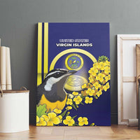United States Virgin Islands Canvas Wall Art Bananaquit Bird With Yellow Sage Flowers - Wonder Print Shop