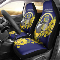 United States Virgin Islands Car Seat Cover Bananaquit Bird With Yellow Sage Flowers - Wonder Print Shop