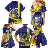 Personalized United States Virgin Islands Family Matching Mermaid Dress and Hawaiian Shirt Bananaquit Bird With Yellow Sage Flowers - Wonder Print Shop