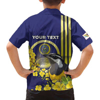 Personalized United States Virgin Islands Family Matching Off The Shoulder Long Sleeve Dress and Hawaiian Shirt Bananaquit Bird With Yellow Sage Flowers - Wonder Print Shop