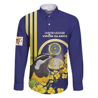Personalized United States Virgin Islands Family Matching Puletasi and Hawaiian Shirt Bananaquit Bird With Yellow Sage Flowers - Wonder Print Shop
