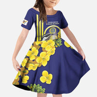 Personalized United States Virgin Islands Family Matching Tank Maxi Dress and Hawaiian Shirt Bananaquit Bird With Yellow Sage Flowers - Wonder Print Shop