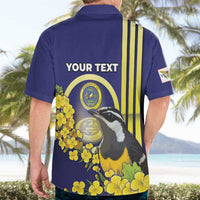 Personalized United States Virgin Islands Hawaiian Shirt Bananaquit Bird With Yellow Sage Flowers - Wonder Print Shop