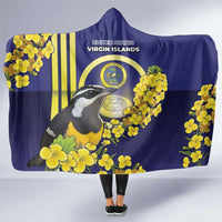 United States Virgin Islands Hooded Blanket Bananaquit Bird With Yellow Sage Flowers - Wonder Print Shop