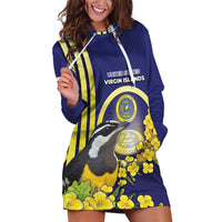 Personalized United States Virgin Islands Hoodie Dress Bananaquit Bird With Yellow Sage Flowers - Wonder Print Shop