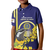 Personalized United States Virgin Islands Kid Polo Shirt Bananaquit Bird With Yellow Sage Flowers - Wonder Print Shop