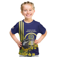 Personalized United States Virgin Islands Kid T Shirt Bananaquit Bird With Yellow Sage Flowers - Wonder Print Shop