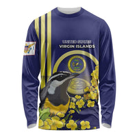 Personalized United States Virgin Islands Long Sleeve Shirt Bananaquit Bird With Yellow Sage Flowers - Wonder Print Shop