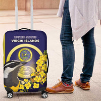 United States Virgin Islands Luggage Cover Bananaquit Bird With Yellow Sage Flowers - Wonder Print Shop