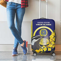 United States Virgin Islands Luggage Cover Bananaquit Bird With Yellow Sage Flowers - Wonder Print Shop