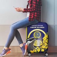 United States Virgin Islands Luggage Cover Bananaquit Bird With Yellow Sage Flowers - Wonder Print Shop