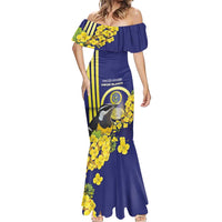 Personalized United States Virgin Islands Mermaid Dress Bananaquit Bird With Yellow Sage Flowers - Wonder Print Shop