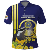 Personalized United States Virgin Islands Polo Shirt Bananaquit Bird With Yellow Sage Flowers - Wonder Print Shop