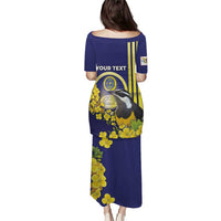 Personalized United States Virgin Islands Puletasi Bananaquit Bird With Yellow Sage Flowers - Wonder Print Shop