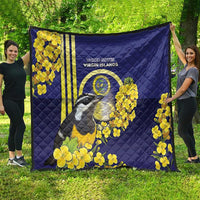 United States Virgin Islands Quilt Bananaquit Bird With Yellow Sage Flowers - Wonder Print Shop