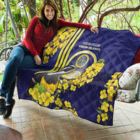 United States Virgin Islands Quilt Bananaquit Bird With Yellow Sage Flowers - Wonder Print Shop