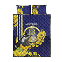 United States Virgin Islands Quilt Bed Set Bananaquit Bird With Yellow Sage Flowers - Wonder Print Shop