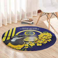 United States Virgin Islands Round Carpet Bananaquit Bird With Yellow Sage Flowers - Wonder Print Shop
