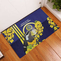 United States Virgin Islands Rubber Doormat Bananaquit Bird With Yellow Sage Flowers - Wonder Print Shop