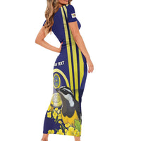 Personalized United States Virgin Islands Short Sleeve Bodycon Dress Bananaquit Bird With Yellow Sage Flowers - Wonder Print Shop
