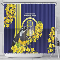 United States Virgin Islands Shower Curtain Bananaquit Bird With Yellow Sage Flowers - Wonder Print Shop