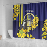 United States Virgin Islands Shower Curtain Bananaquit Bird With Yellow Sage Flowers - Wonder Print Shop