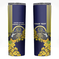 Personalized United States Virgin Islands Skinny Tumbler Bananaquit Bird With Yellow Sage Flowers - Wonder Print Shop