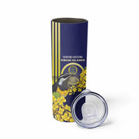 Personalized United States Virgin Islands Skinny Tumbler Bananaquit Bird With Yellow Sage Flowers - Wonder Print Shop
