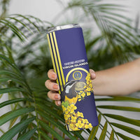 Personalized United States Virgin Islands Skinny Tumbler Bananaquit Bird With Yellow Sage Flowers - Wonder Print Shop