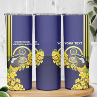 Personalized United States Virgin Islands Skinny Tumbler Bananaquit Bird With Yellow Sage Flowers - Wonder Print Shop