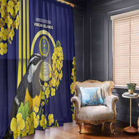 United States Virgin Islands Window Curtain Bananaquit Bird With Yellow Sage Flowers - Wonder Print Shop
