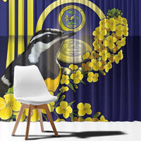 United States Virgin Islands Window Curtain Bananaquit Bird With Yellow Sage Flowers - Wonder Print Shop