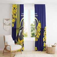 United States Virgin Islands Window Curtain Bananaquit Bird With Yellow Sage Flowers - Wonder Print Shop