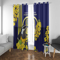 United States Virgin Islands Window Curtain Bananaquit Bird With Yellow Sage Flowers - Wonder Print Shop