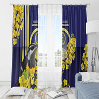United States Virgin Islands Window Curtain Bananaquit Bird With Yellow Sage Flowers - Wonder Print Shop